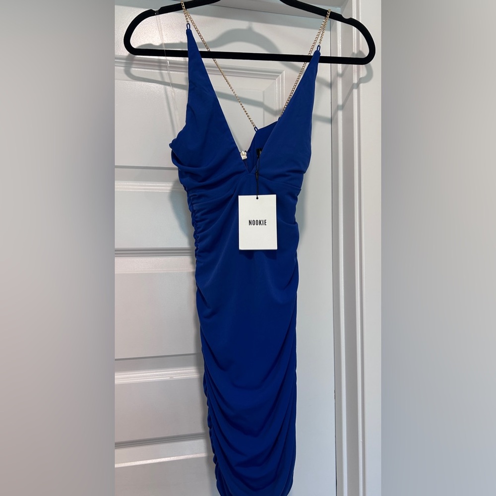 Nookie Cobalt Blue Tia Mini Bodycon Dress Soft Jersey Size Small NWT - Picture 2 of 12